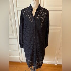 NWT gap black lace shirt dress with liner L